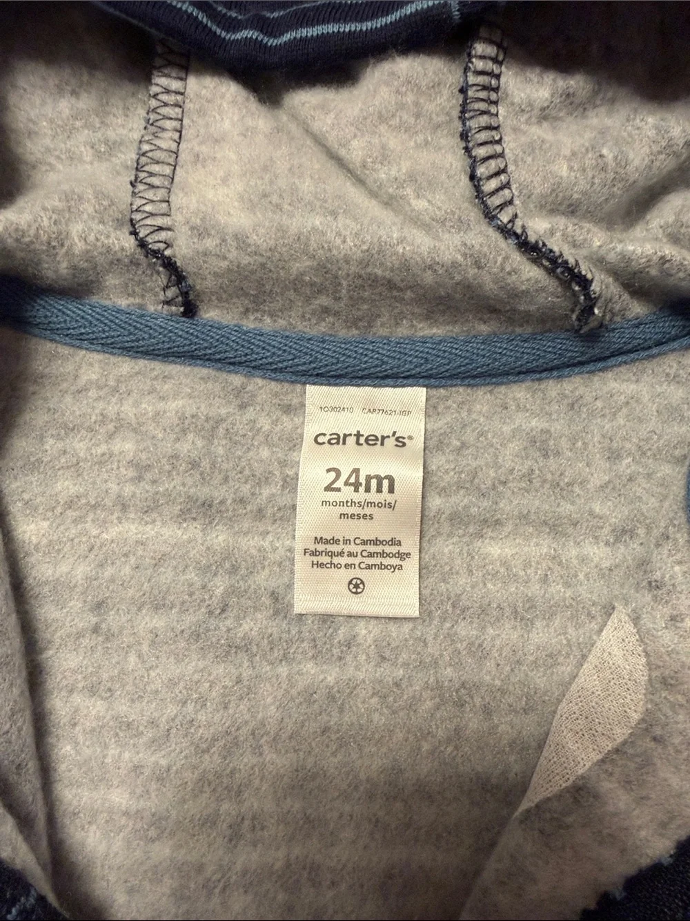 Carter's Navy and Light Blue Striped Hooded One-Piece